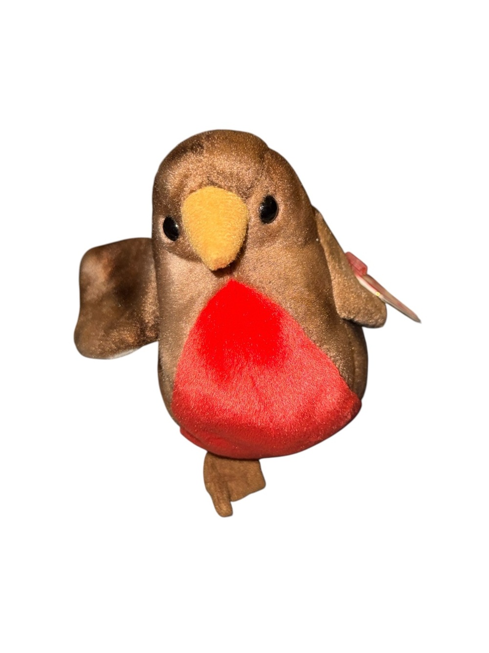 Ty Brown Plush Bird with Red Chest and Yellow Beak